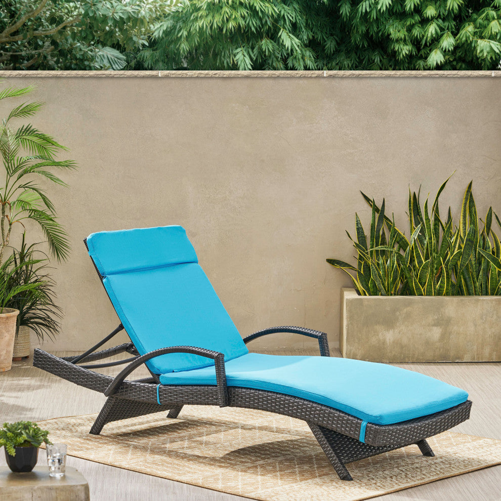GDF Studio Soleil Outdoor Chaise Lounge Cushion, Blue