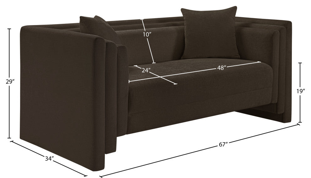 Everett Upholstered Loveseat, Brown, Chenille Fabric