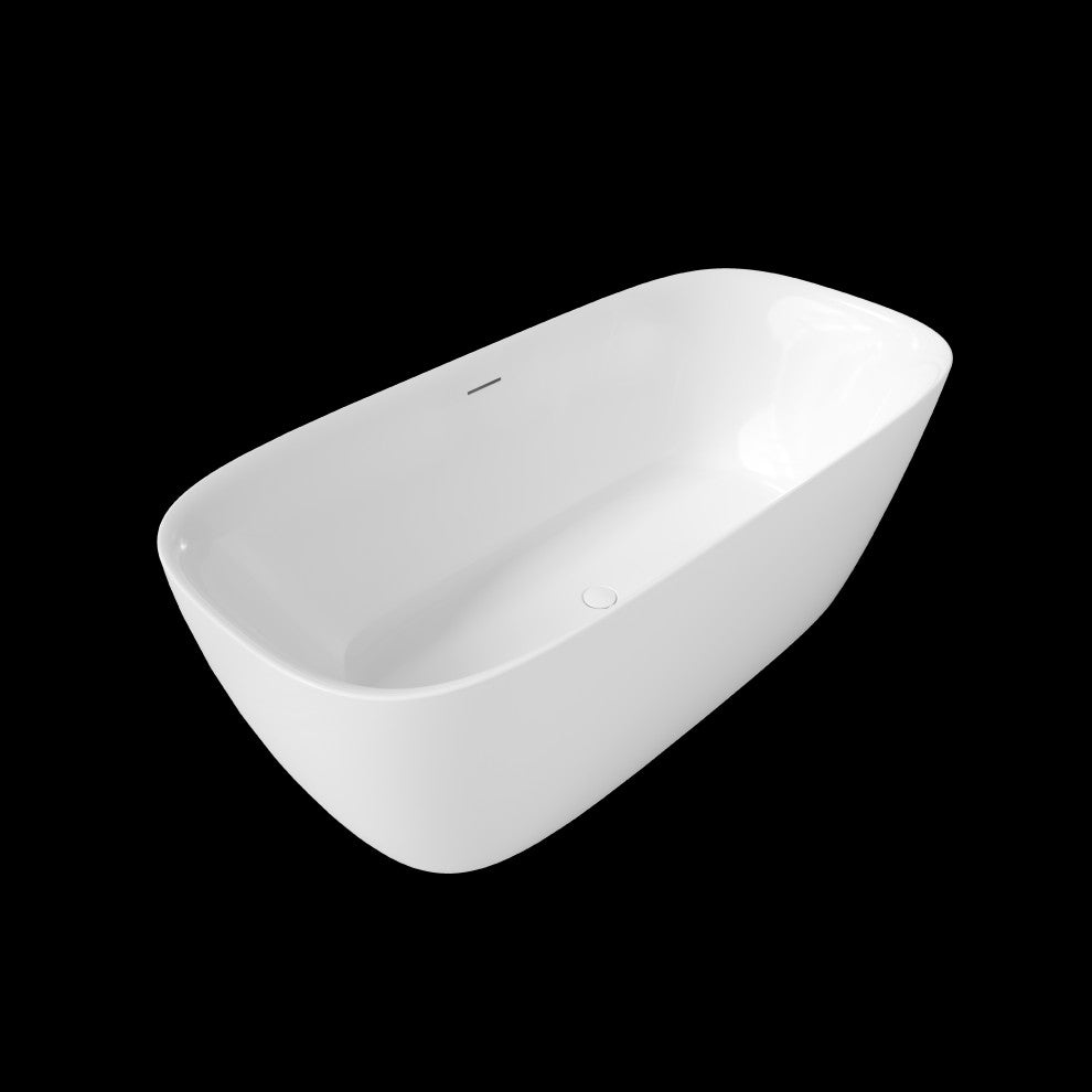 Perlato Catalonia Freestanding Soaking Tub, White, 67"
