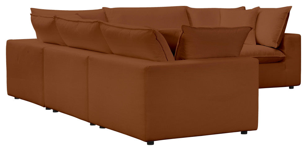 Cali Modular 5-piece L-Sectional, Rust