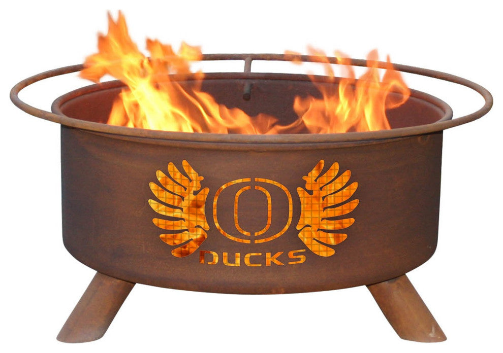 Customizable NCAA Logo Fire Pit, Rust Patina, Oregon
