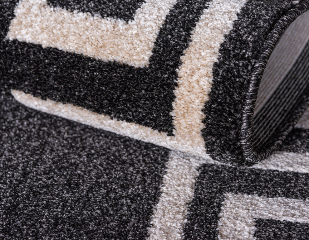 Unique Loom Charcoal Athens Modern 2' 0 x 6' 0 Runner Rug
