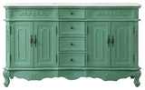 60" Double Bathroom Vanity, Vintage Mint