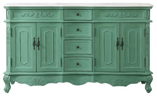 60" Double Bathroom Vanity, Vintage Mint