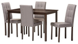 Andrew Modern 5-Piece Gray Fabric Upholstered Grid-Tufting Dining Set