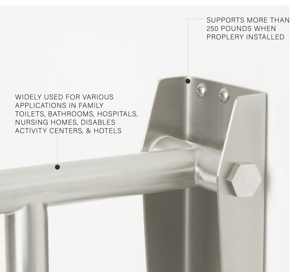 30" Swing-Up Bathroom Handicap Grab Bar, Satin Stainless