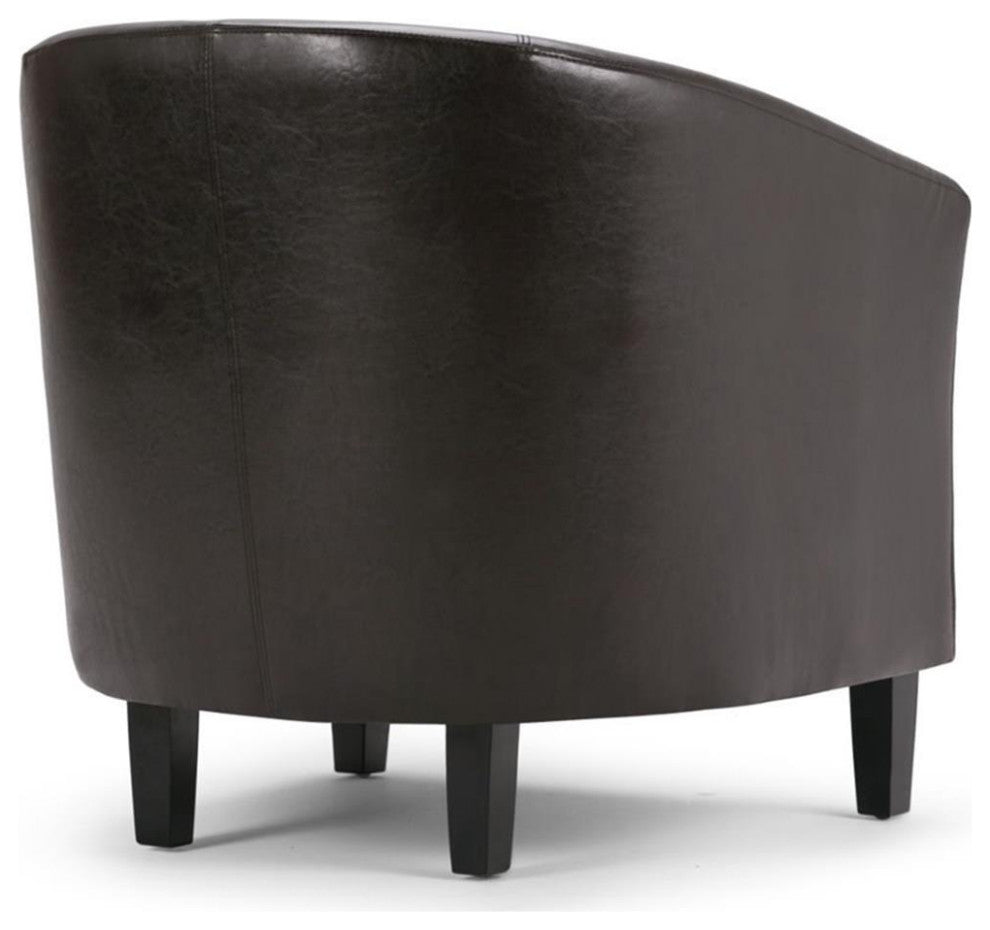 Austin 30 Inch Wide Contemporary Tub Chair In Brown Faux Leather