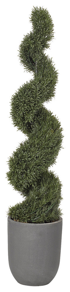 Spiral Rosemary Topiary, Round Gray Planter