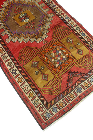 Fine Vintage Distressed Kedar Red/Ivory Runner, 3'7 x 13'2