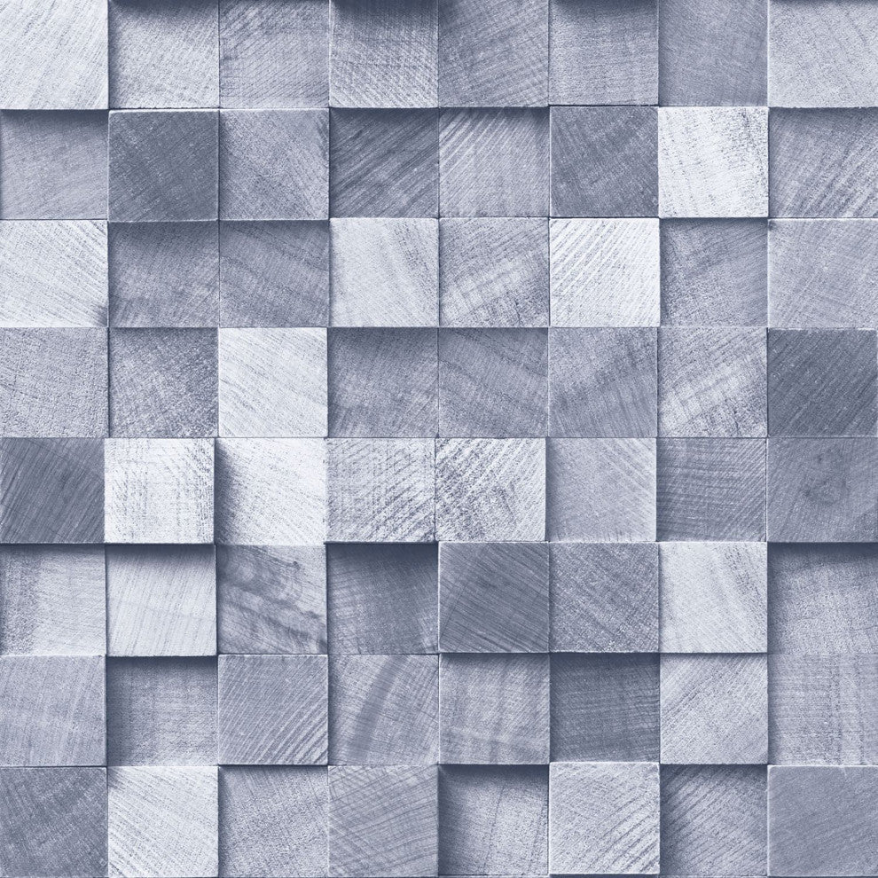 Tevye Blue Wood Geometric Wallpaper Bolt