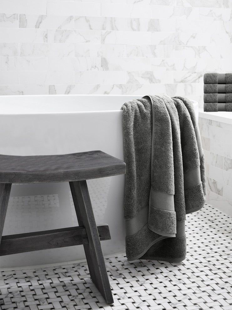 Delara 4-Piece 100% Organic Cotton Plush Bath Sheets, 36"x70", Dark Grey