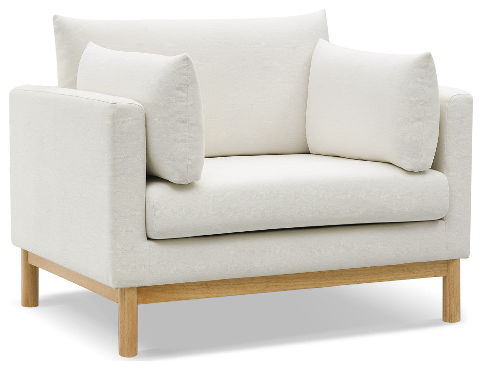 Langham Linen Textured Fabric Upholstered Chair, Cream