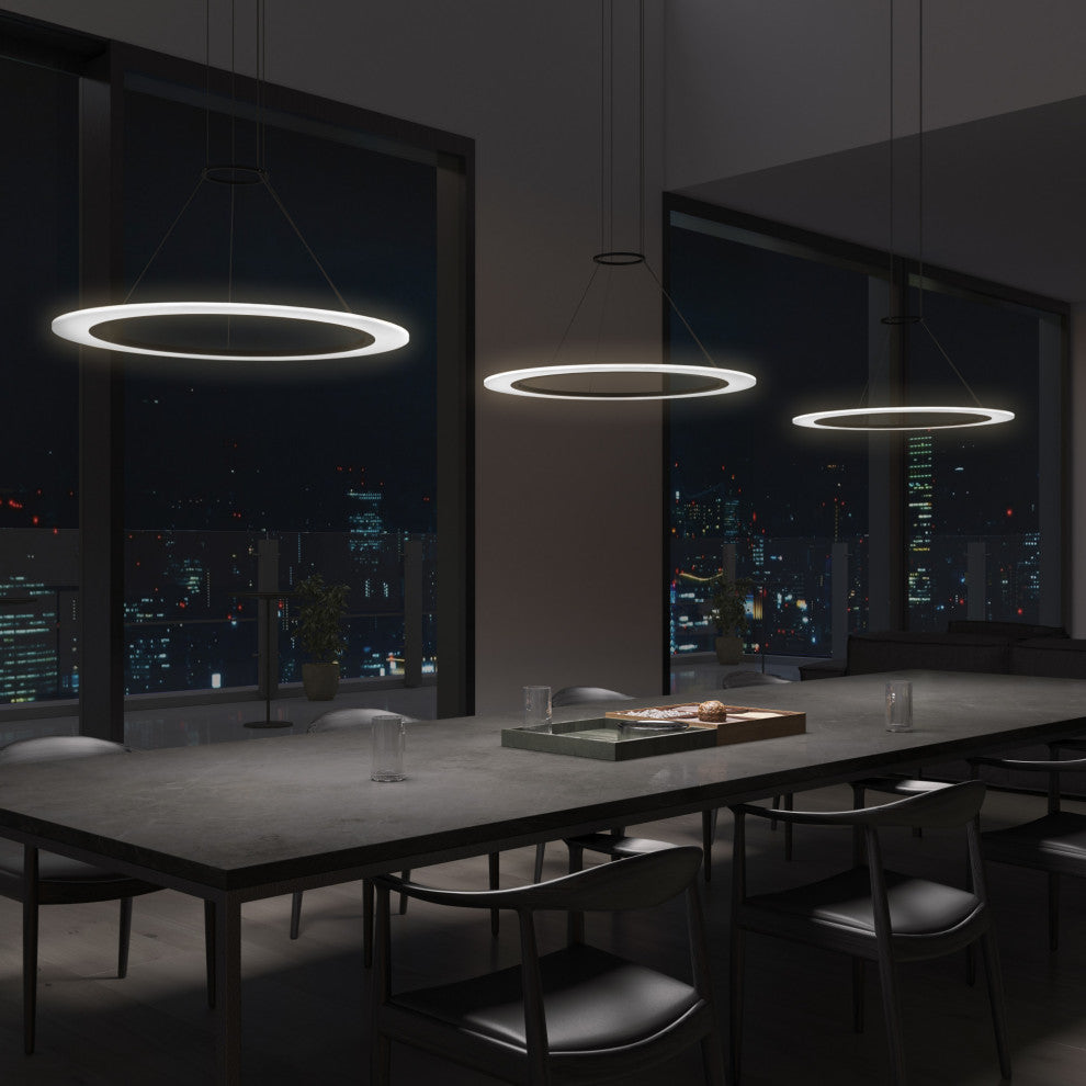 Sonneman 2071 Arctic Rings 24"W LED Suspension Pendant - Bright Satin Aluminum