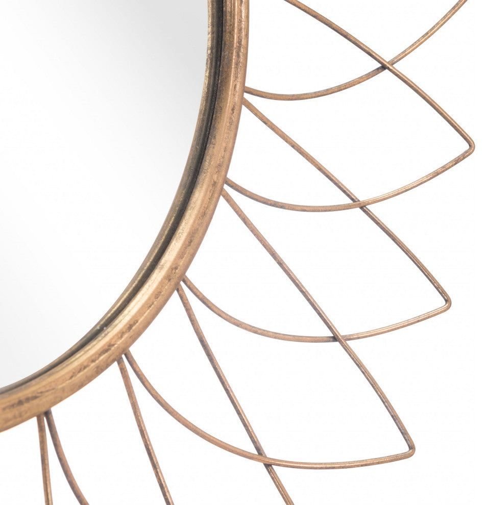Gold Flowerburst Round Mirror