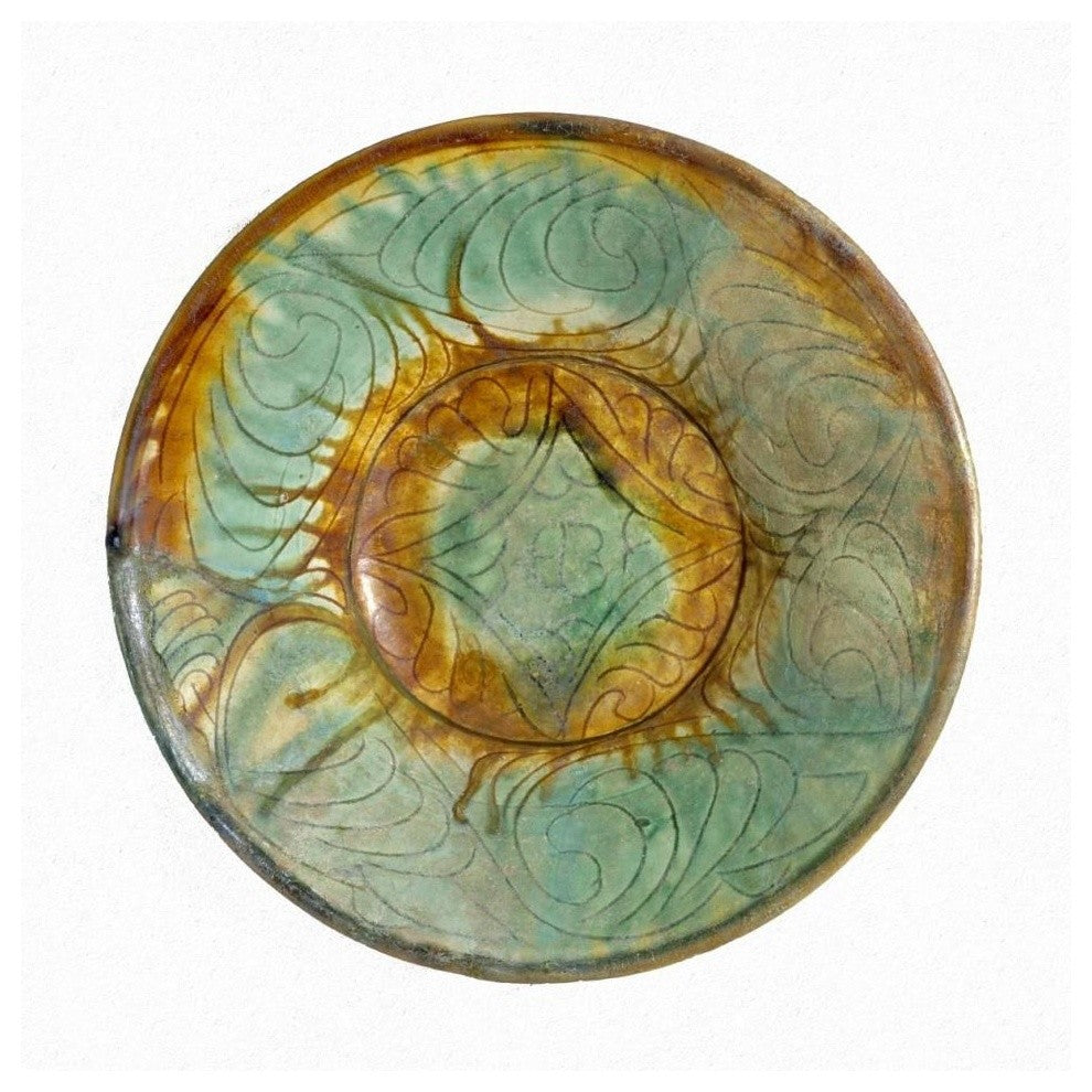"Green and Brown Bowl" Print 10th Century Persian Artisan, 42"x42"