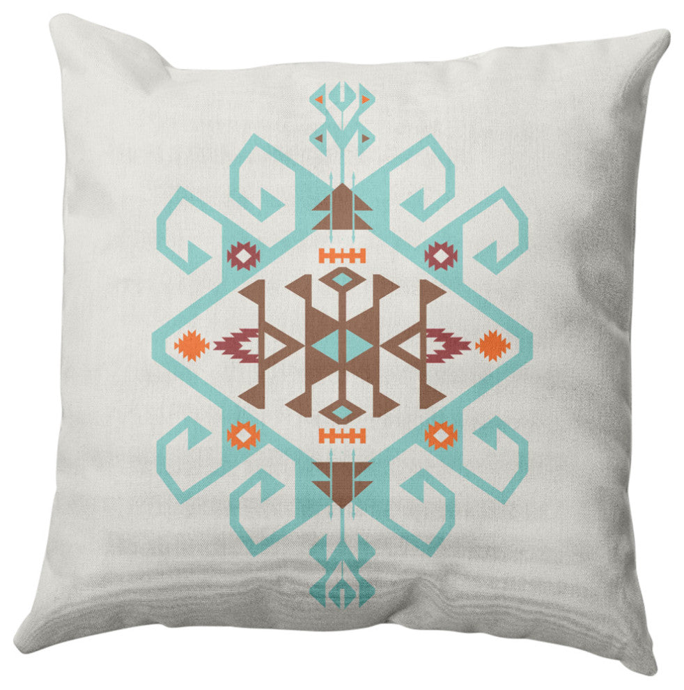 Southwest Medallion Decorative Throw Pillow, Light Blue, 18"x18"