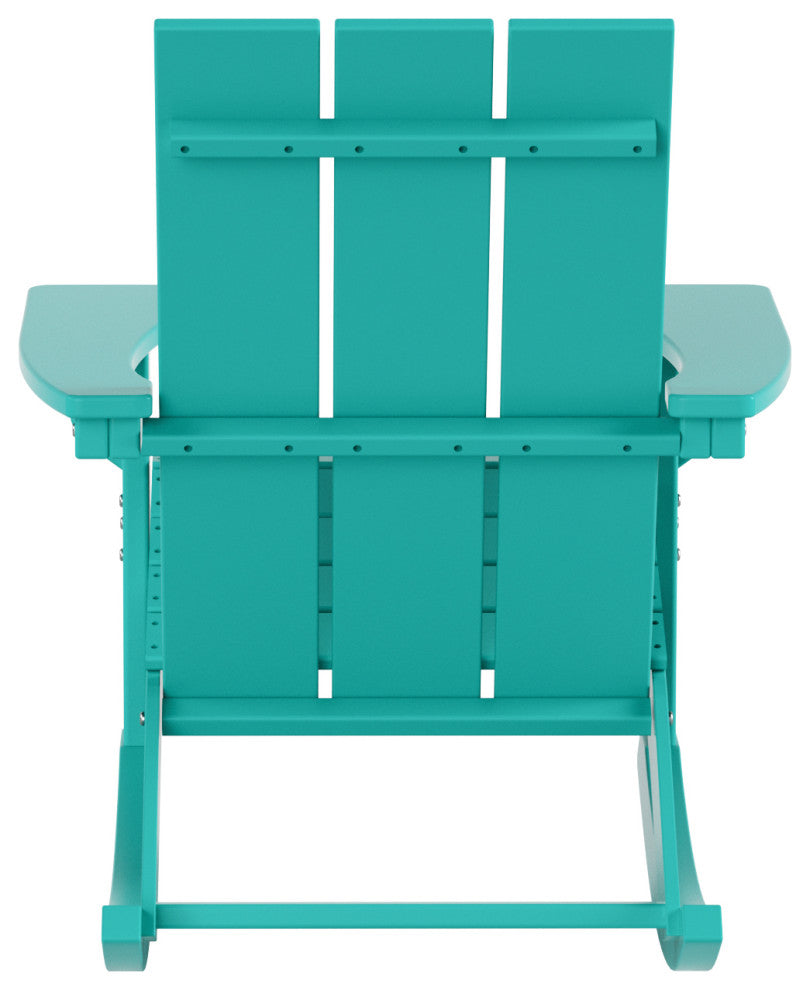 WestinTrends Set of 2 Modern Adirondack Outdoor Rocking Chairs, Turquoise