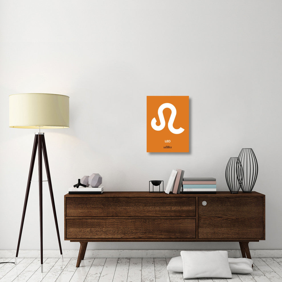 "Leo Zodiac Sign White on Orange" Fine Art Print