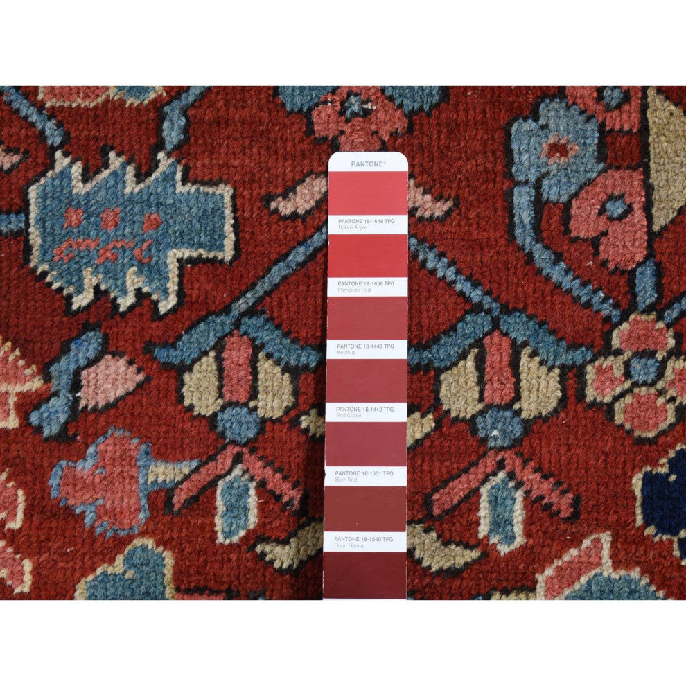 Barn Red Antique Persian Heriz Hand Knotted Pure Wool Oriental Rug 9'4"x12'10"