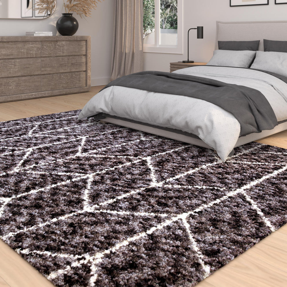 Oasis Cosima Dark Gray and White Polyester Area Rug