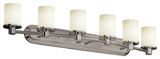 Rondo 6-Light Bath Bar, Cylinder, Brushed Nickel, Opal, LED