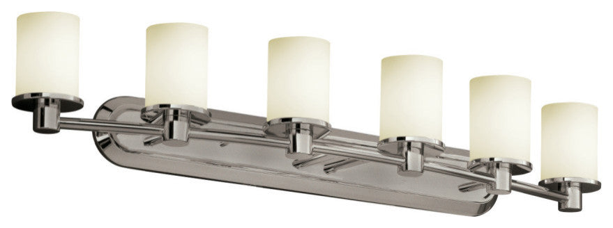 Rondo 6-Light Bath Bar, Cylinder, Brushed Nickel, Opal, LED