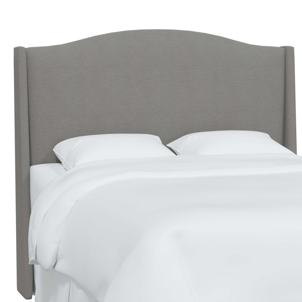 Camelback Wingback Headboard, Linen Gray, Twin