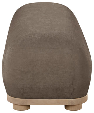 Calum Upholstered Bench, Brown, Chenille Fabric, Natural Finish