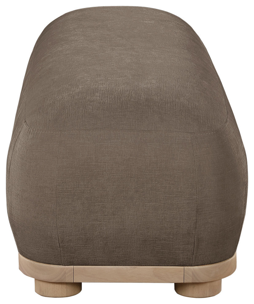 Calum Upholstered Bench, Brown, Chenille Fabric, Natural Finish