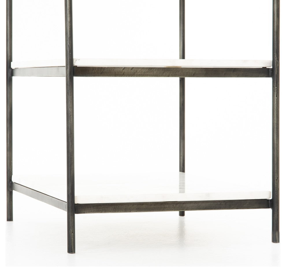 Felix Nightstand, Hammered Grey W/ Polished White Marble