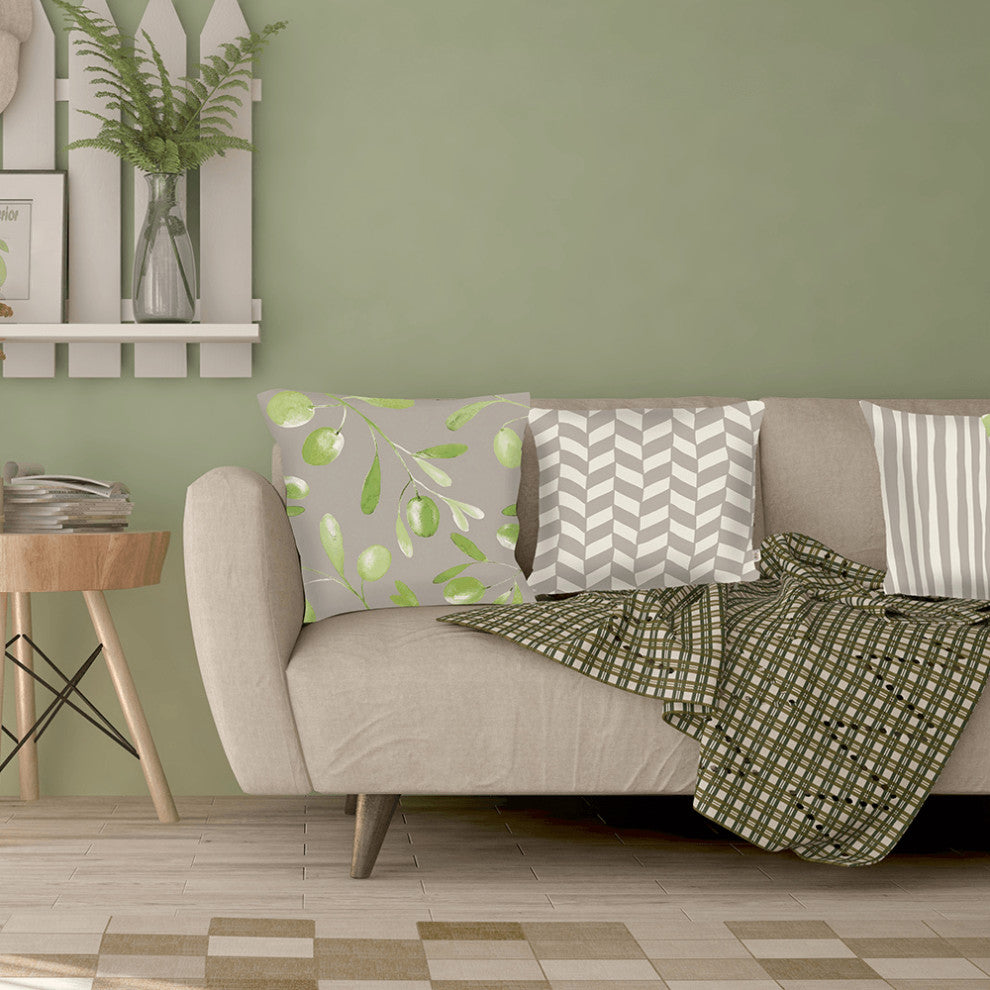 18"X18"Gray Olive Towers Decorative Throw Pillow Cover Printed