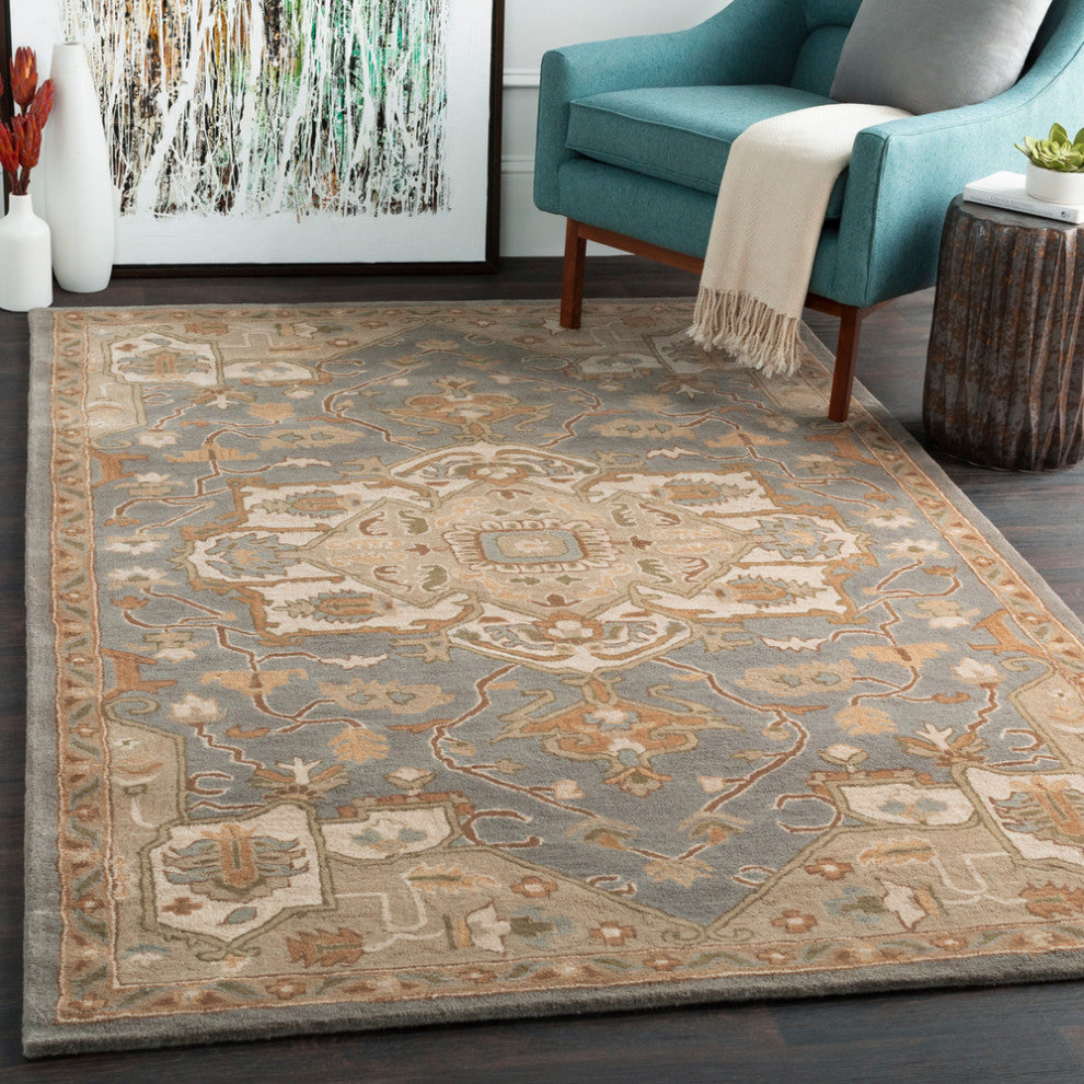 Surya Caesar CAE-1143 Traditional Area Rug, Medium Gray, 3' x 12' Runner