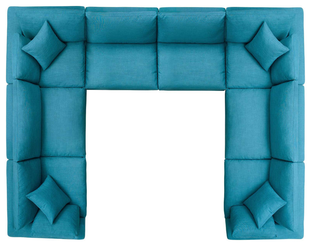 Teal Commix Down Filled Overstuffed 8 Piece Sectional Sofa Set
