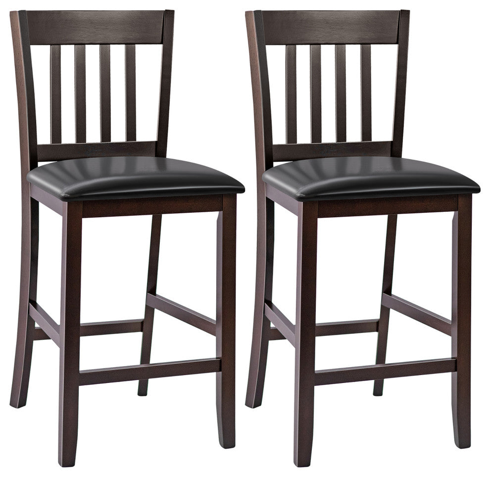 Costway Set of 2 Bar Stools Counter Height Chairs w/ PU Leather Seat E