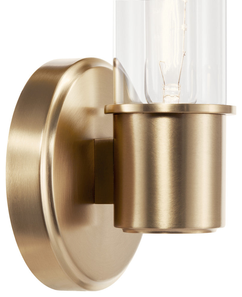 Aviv 13" 1 Light Wall Sconce With Clear Glass, Champagne Bronze