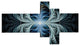 Glowing Blue Fabulous Fractal Art, Abstract Canvas Art Print, 60"x32", 5 panels
