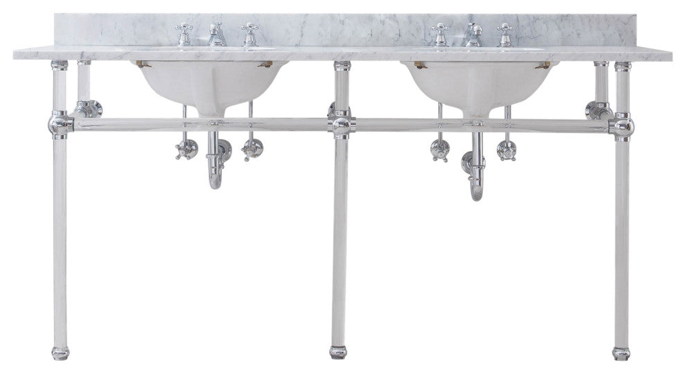 Empire 72" Wide Double Wash Stand, P-Trap, Countertop With Basin
