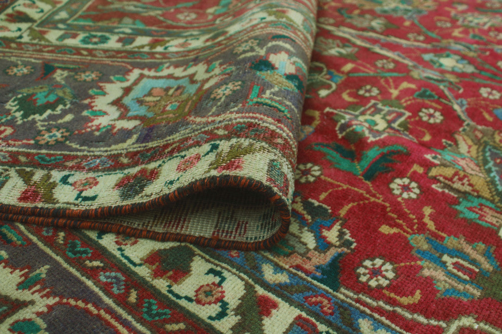 Fine Vintage Distressed Una Red/Navy Rug, 9'5x12'4