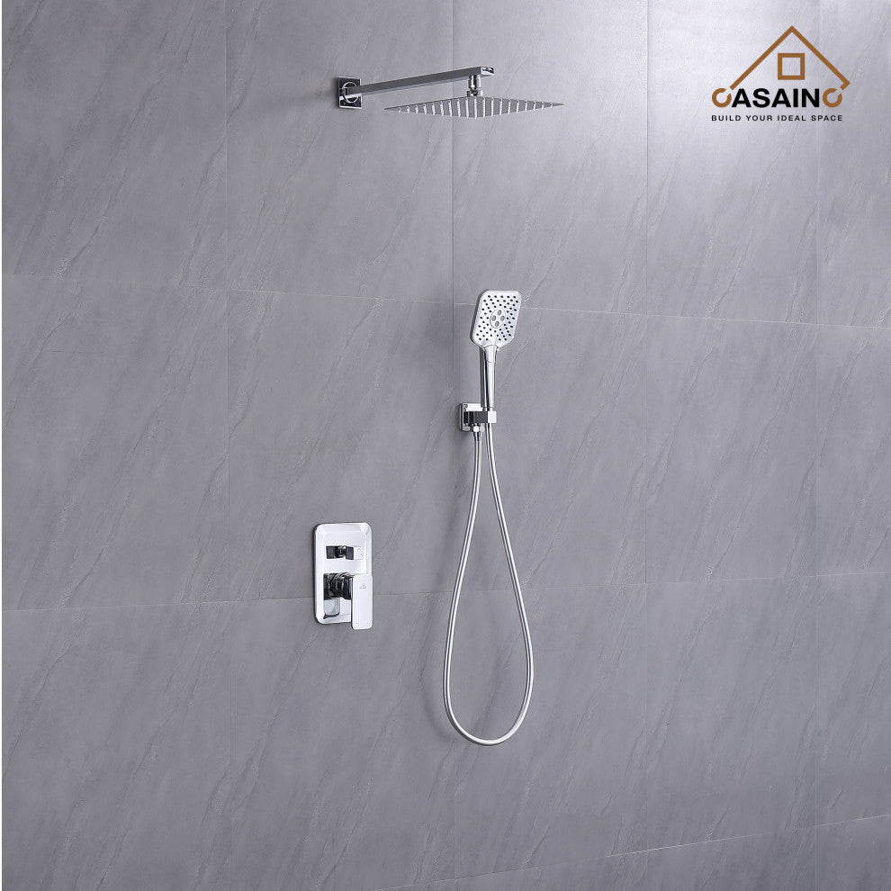 Brushed Nickel Wall Mounted  Shower Faucet Waterfall Shower Bar System, Chrome