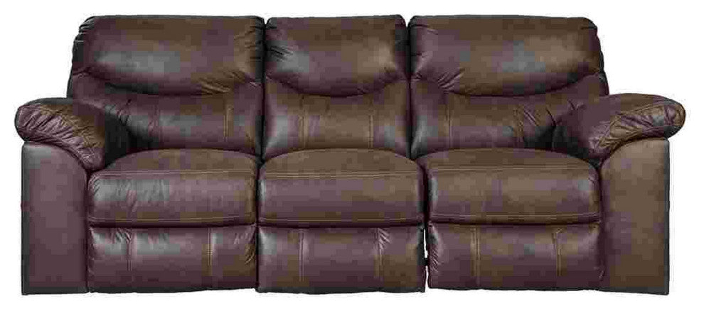 Benzara BM262344 Manual Reclining Sofa With Fabric Upholstery/Pull Tab, Brown