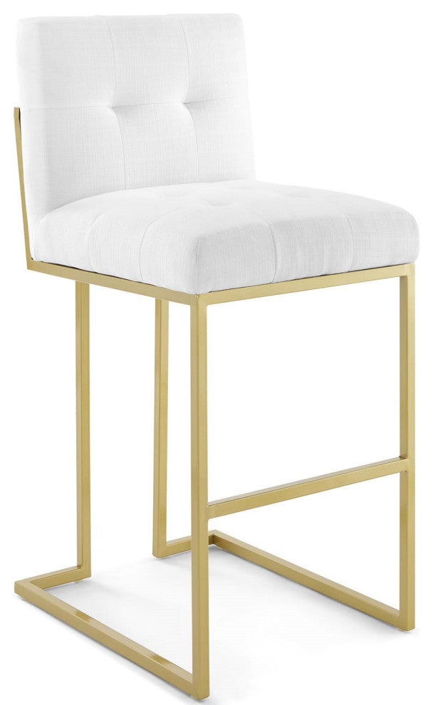 White Fabric Bar Stool, Heidi Giselle Gold Bar Stool, Tufted Luxe Glam Barstool