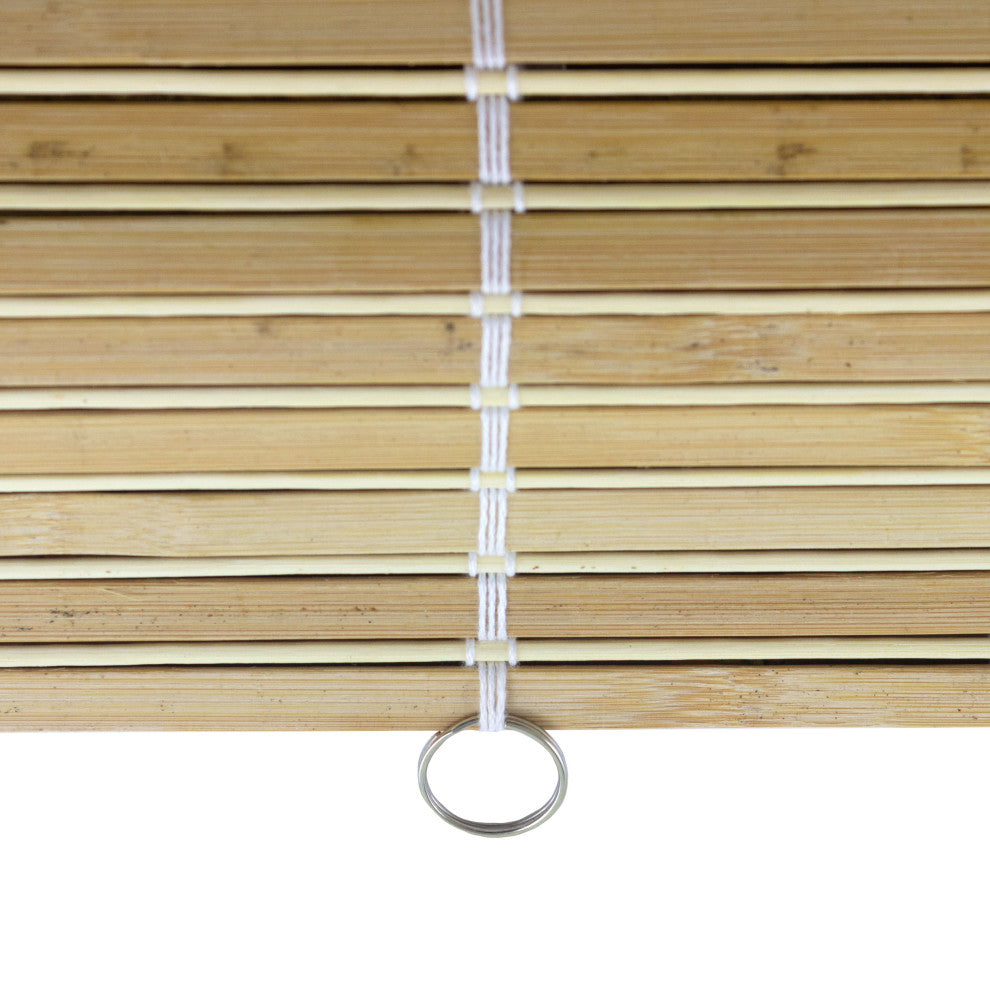 Burnt Bamboo Cordless Window Shade, Natural, 24" W
