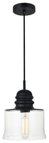 Kenna 1 Light Pendant, Black And Clear