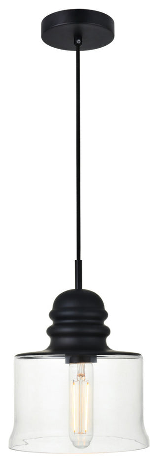 Kenna 1 Light Pendant, Black And Clear