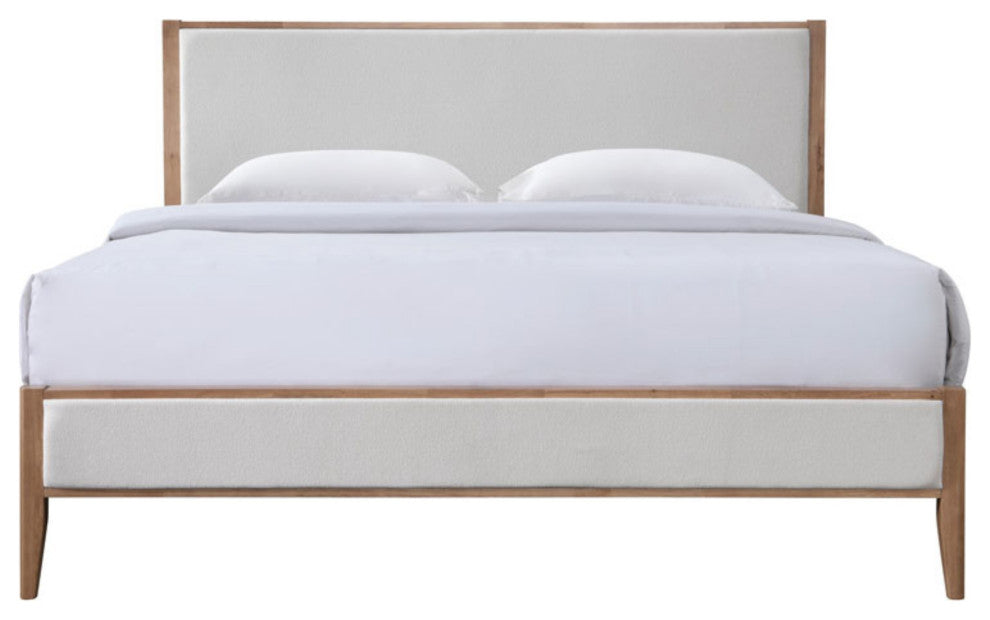 Safavieh Couture Giuliano Channel Tufted Bed, Ivory/Natural, Queen