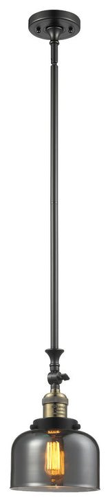 Large Bell 1-Light LED Pendant, Black Antique Brass, Glass: Plated Smoked