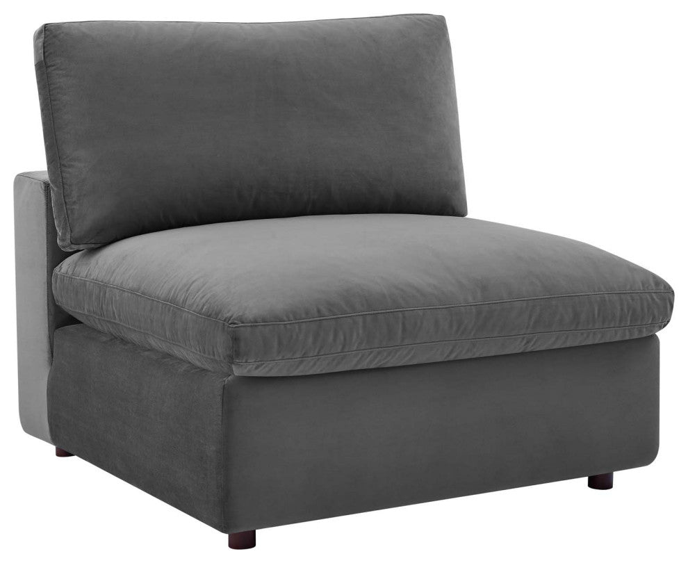 Commix Down Filled Overstuffed Performance Velvet Armless Chair Gray