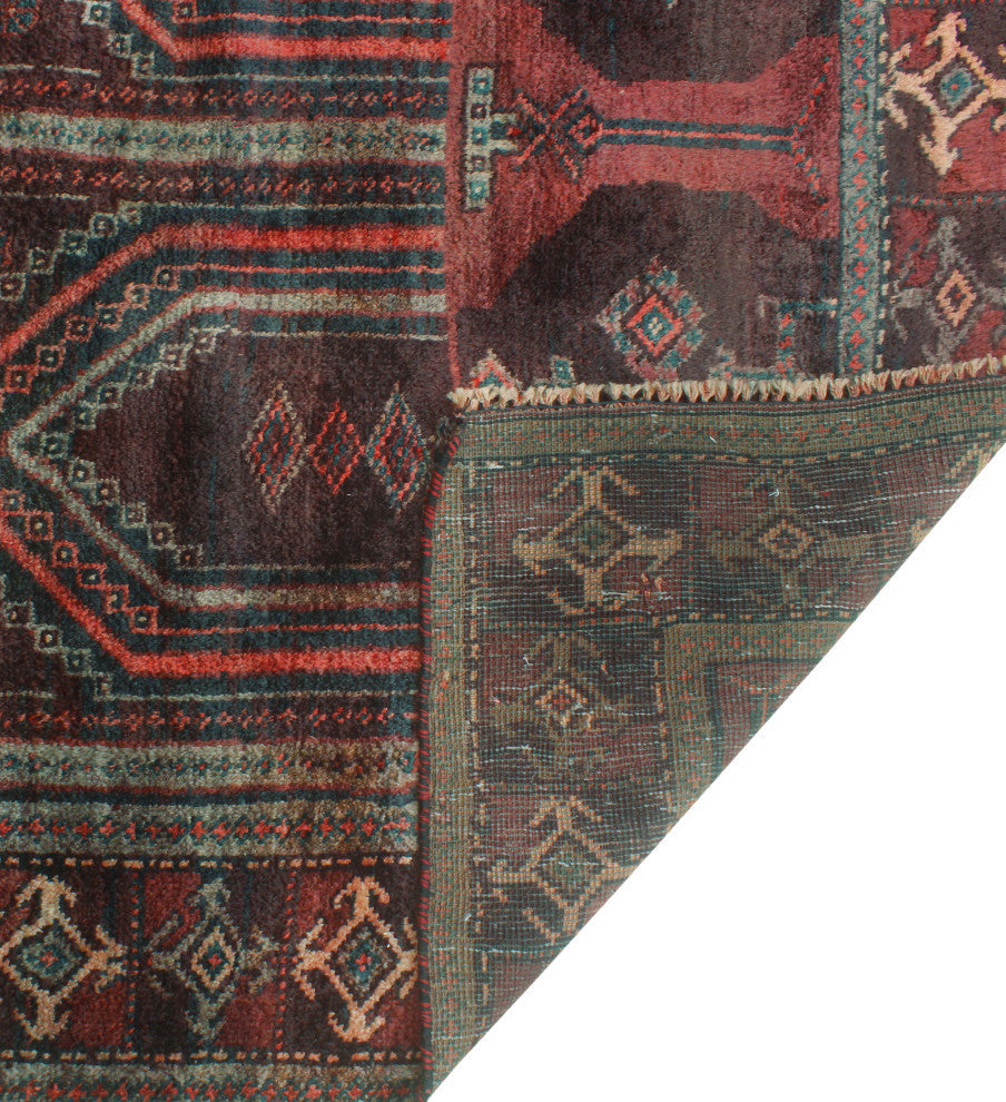 Fine Vintage Distressed Ines Brown/Charcoal Runner, 4'1x8'10