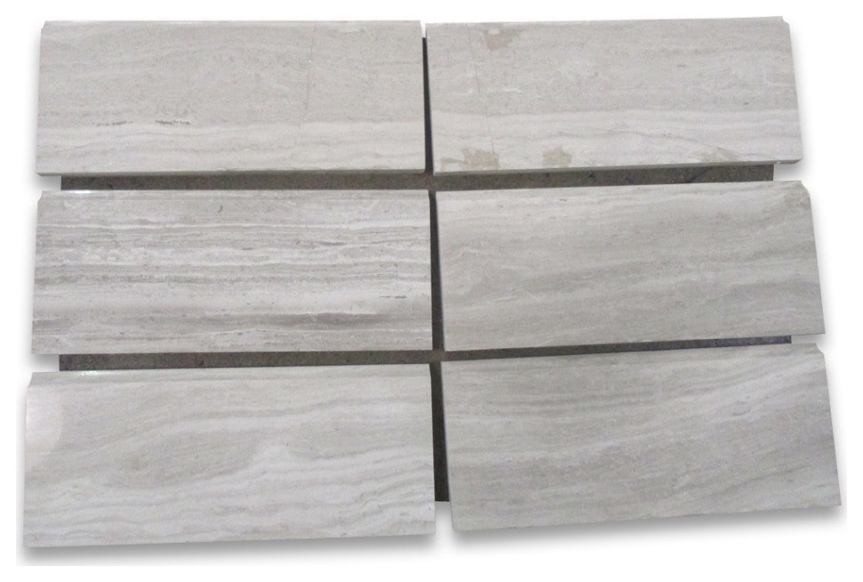 Athens Silver Cream Haisa Light Marble Baseboard Trim Tile 5x12 Polish, 1 piece