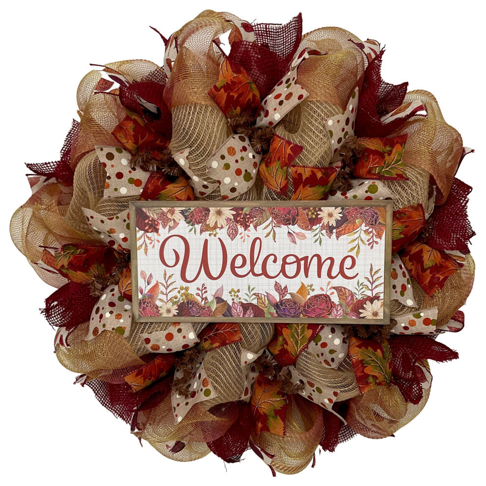 Welcome My Pretties Halloween Gnome Wreath 24 inch and 28 inch , Extra Large